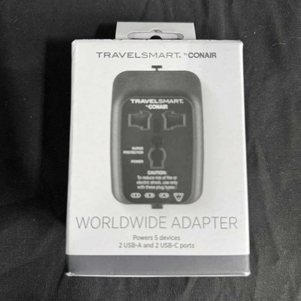 Travel Smart All-in-One Travel Adapter with USB Ports - Black